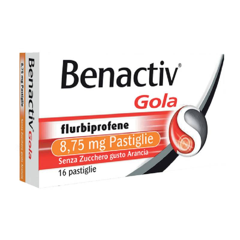 Benactiv Gola 16 Pastiglie Senza Zucchero Gusto Arancia